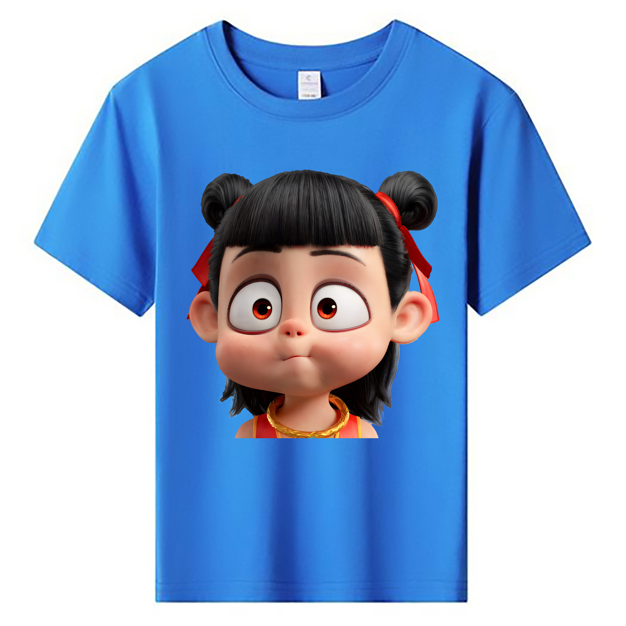 （画像用） Ne Zha 2 ナタ 魔童の大暴れ 綿100％キッズTシャツ（フロントプリント）
